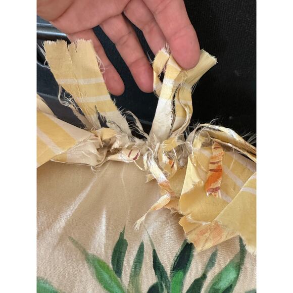 Vintage Silk Victorian Pillow Hand Painted ruffled yellow Dawn filled READ - Picture 4 of 16